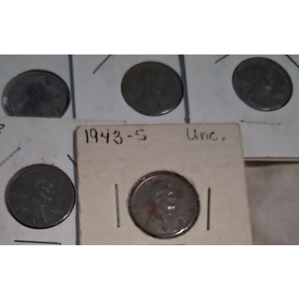 5: 1943 P Philidelphia Mint CIRCULATED War Cents Nice Lot