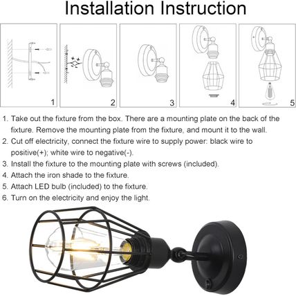 12V LED RV Wall Sconce Light Fixture with Switch and Metal Cage Shade, RV LED Be