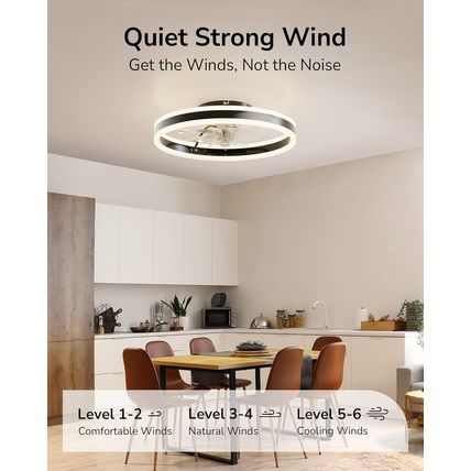 ULG Low Profile Ceiling Fans with Lights and Remote, 19.7 Inch Flush Mount Morde