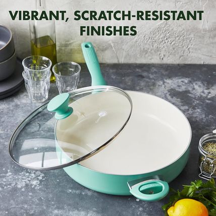 Greenpan Rio Healthy Ceramic Nonstick 5QT Saute Pan Jumbo Cooker with Helper Han