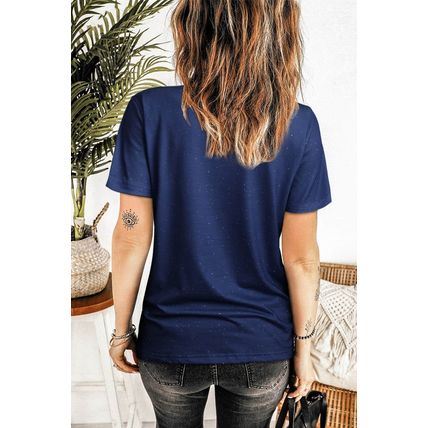 Blue God Bless the USA Print Bleach Short Sleeve T-Shirt