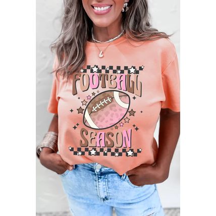 Pink FOOTBALL SEASON Graphic Game Day T Shirt