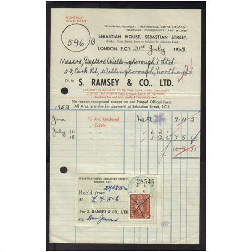 S. RAMSEY & CO LTD, SEBASTIAN ST , LONDON, EC1, 31JUL1952