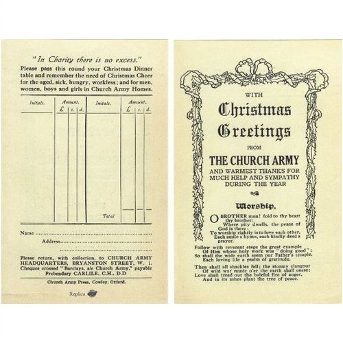 Christmas Greeting from The Church Army Dinner Party Collection Replica