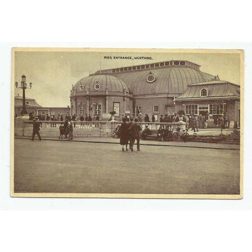 SUPERB ANIMATED R.P. POSTCARD of the PIER ENTRANCE WORTHING SUSSEX (260)