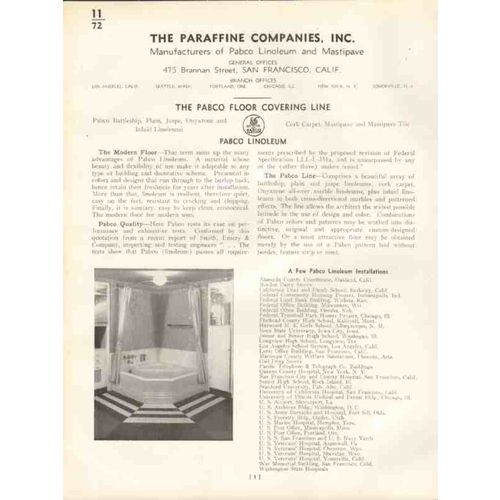 paraffine companies inc 1938 pabco linoleum flooring vintage catalog