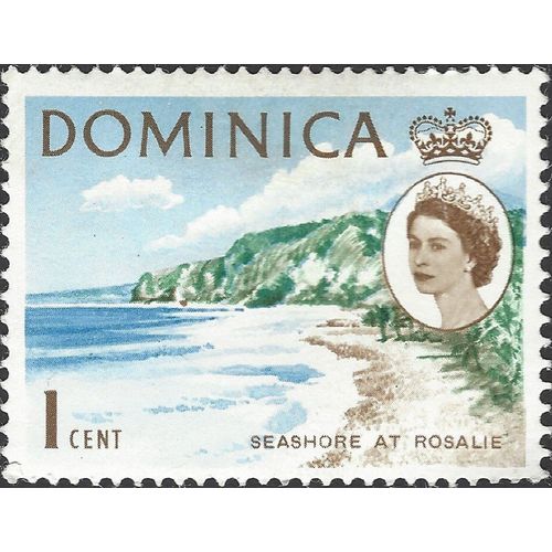 DOMINICA, Seashore at Rosalie, blue 1963, 1c