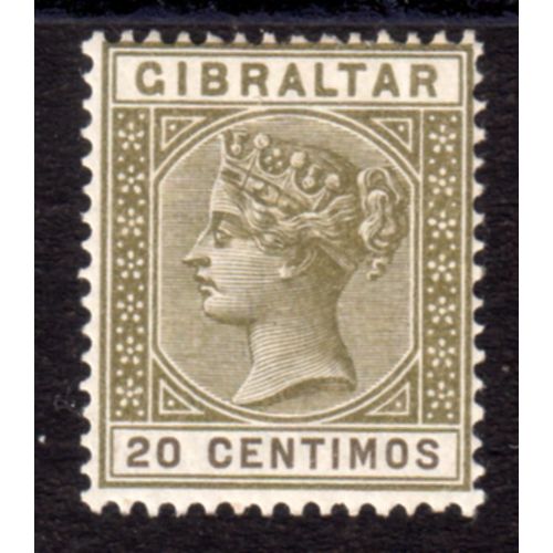 GIBRALTAR Sg24 1896 20c Olive-Green & brown M/M (G147)