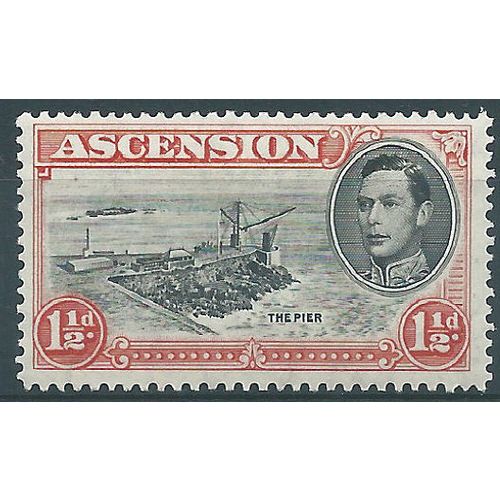 Ascension Island 1938 SG40 1 1/2d Black & Vermillion Mounted Mint....