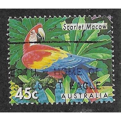 AUS 1994 45c 'AUSTRALIAN ZOO'S -SCARLET MACAW ' FINE USED (EBID68-103)