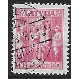 Mi 235: 20 s. lilac-rose New Constitution of Latvia, wmk. Wz. 5 Y, line p. 11½