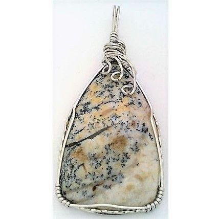 Amethyst Sage Agate Stainless Wire Wrap Gemstone Pendant 34