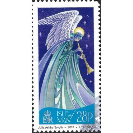 ISLE OF MAN, CHRISTMAS, Angel trumpeter, blue 2007, 28p, #2