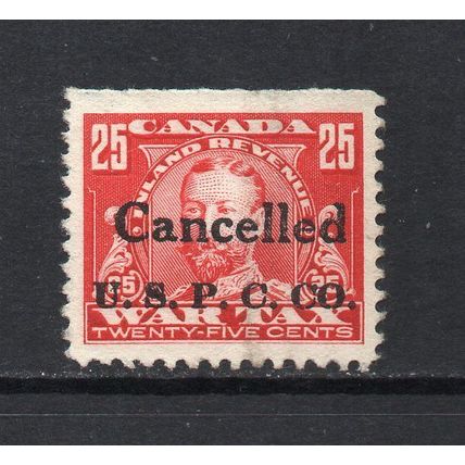 Canada - 25c Red War Tax, Pre-Cancelled U.S.P.C. Co