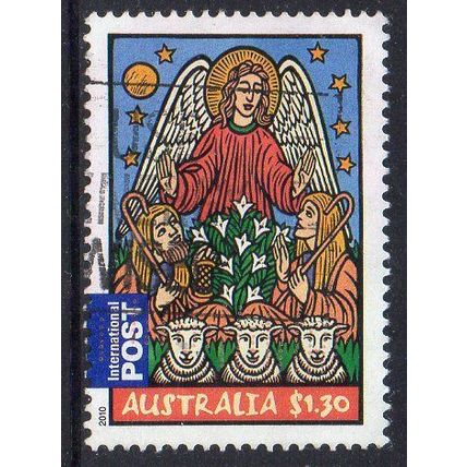 Australia 2010 Christmas - Angel & Shepherds $1.30 International Post Sheet Used