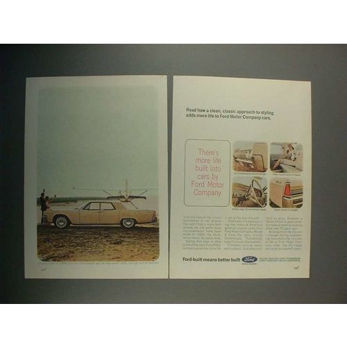 1964 Lincoln Continental Car Ad - Clean, Classic