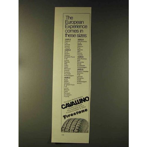 1976 Firestone Cavallino Tire Ad - European Experience