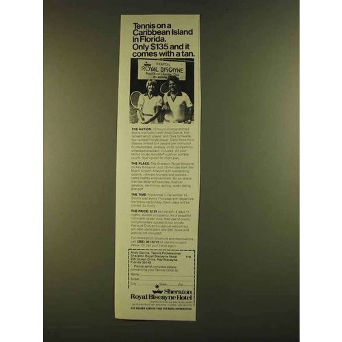 1980 Sheraton Royal Biscayne Hotel Ad - Tennis