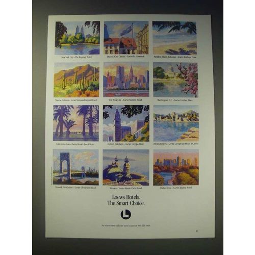 1989 Loews Hotels Ad - The smart choice