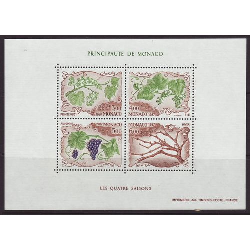 Monaco 1987 SG MS1822 UMM Minisheet - Flora (B-375)