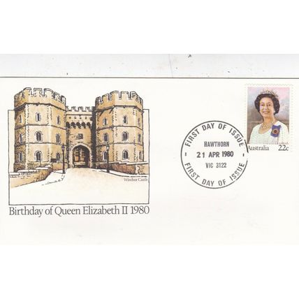 Australia 1980 Queen Elizabeth Birthday FDC Hawthorn cancel Unaddressed VGC
