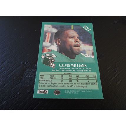1991 Fleer Football Card # 337 Calvin Williams Excellent (5) Philadelphia Eagles