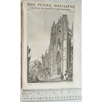 1833 The Penny Magazine No. 84 Rouen, Aegina, South Africa, Moon, Secretary Bird