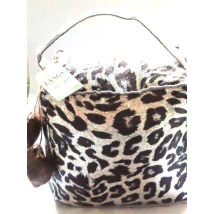 Black & Silver Animal Print Doorstop with Fabric Handle & Heart Charms 31 CM