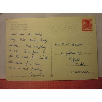 PONT DE RIALTO, bridge , Venice, Italy used vintage postcard 1965 pm /