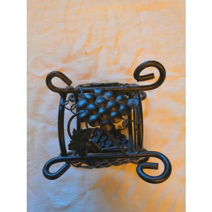 Vintage, Metal, Black, Leaf & Grape Pattern, Decorative Plant Pot Basket/Holder