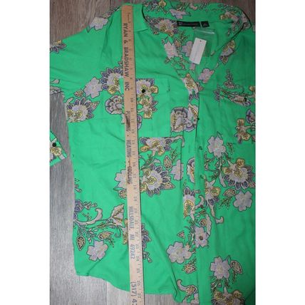Womens Blous Long sleeve Button up Shirt Size XL Green NY & Company New York