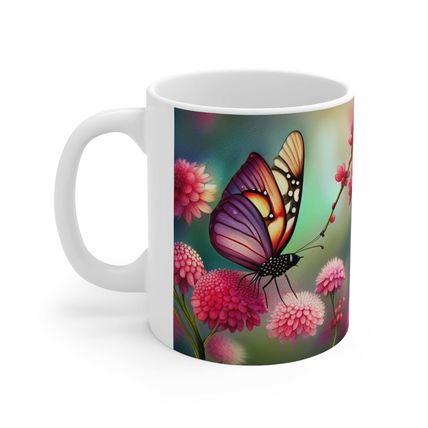 July Ruby Birth Month Colors Fairies & Butterflies #2 Mug Ceramic Coffee Mug 11o