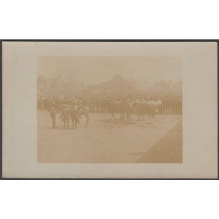 British Army Soldiers Mounting Horses, c.1910s - RP Postcard