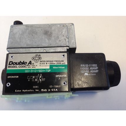 NEW DOUBLE A/EATON QC-3-C-10D1-TSP HYDRAULIC VALVE 02-111652,120VAC COIL, DC