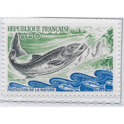 FRANCE 1972 MINT UNMOUNTED MNH NATURE PROTECTION SALMON SAUMON LEAPING RIVER SEA