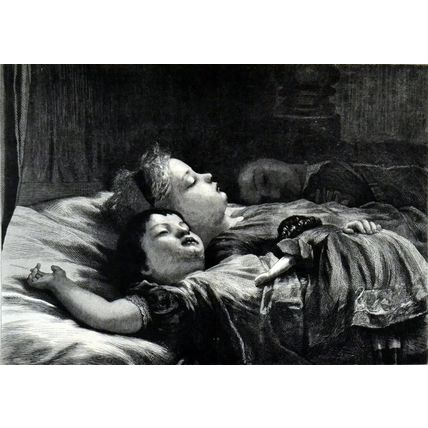 A MIDDAY SLEEP 1872 Karl Wilhelm Friedrich Bauerle VICTORIAN ENGRAVING