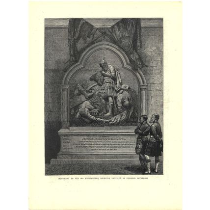 MONUMENT TO THE 42nd HIGHLANDERS DUNKELD CATHEDRAL 1872 VICTORIAN ENGRAVING