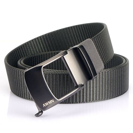 Men's nylon buckle automatic belt with hollow buckle head, casual waist belt