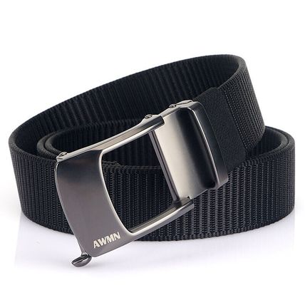 Men's nylon buckle automatic belt with hollow buckle head, casual waist belt