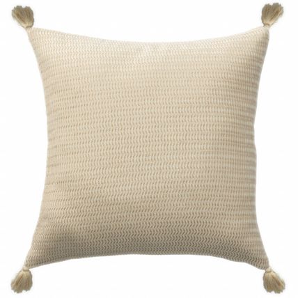 18" X 18" Beige And Ivory 100% Cotton Striped Zippered Pillow