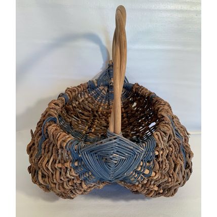 Vintage Basket Buttocks Egg Gathering Hand Woven Primitive Farmhouse Gods Eye