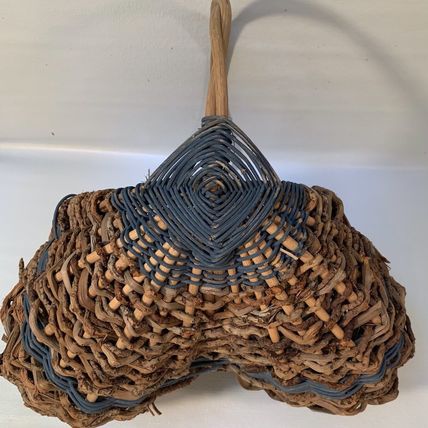 Vintage Basket Buttocks Egg Gathering Hand Woven Primitive Farmhouse Gods Eye