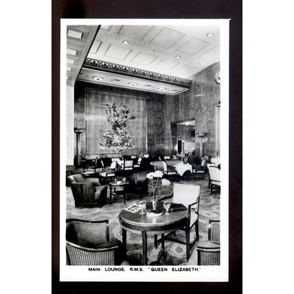 LS3916 - Cunard Liner - Queen Elizabeth - Main Lounge - postcard