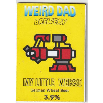 UNUSED PUMP CLIP FRONT - WEIRD DAD BREWERY(WALES) - WHITE WELLIE/MY LITTLE WEISS