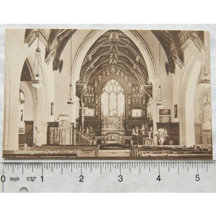 vintage postcard Sandringham Church Interior
