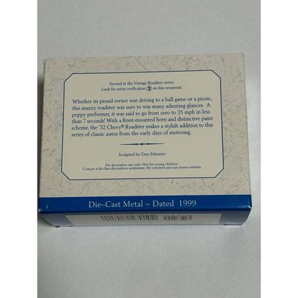 Hallmark Roadsters #2 1932 Chevrolet Standard Sports Ornament 1999 Die-Cast