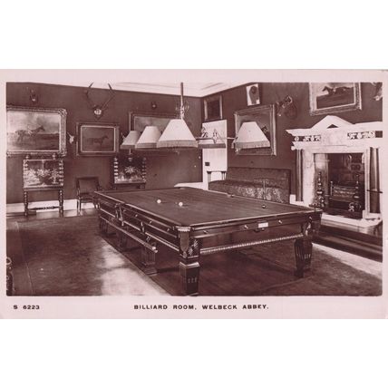 Billiard Room Welbeck Abbey Sports Paintings Nottingham RPC Old Postcard