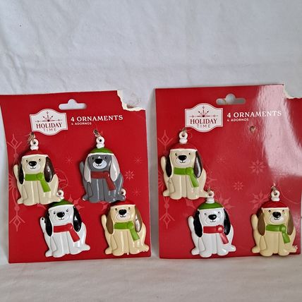Lot 7 DOG Christmas ORNAMENTS Holiday Time Puppy 2" Holiday Decor