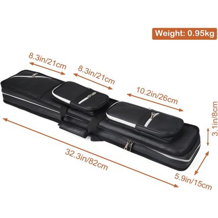 4X8 Pool Cue Case Billiard Stick Carrying Case Leatherette Soft Cue Bag Hold 4 B