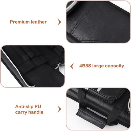4X8 Pool Cue Case Billiard Stick Carrying Case Leatherette Soft Cue Bag Hold 4 B
